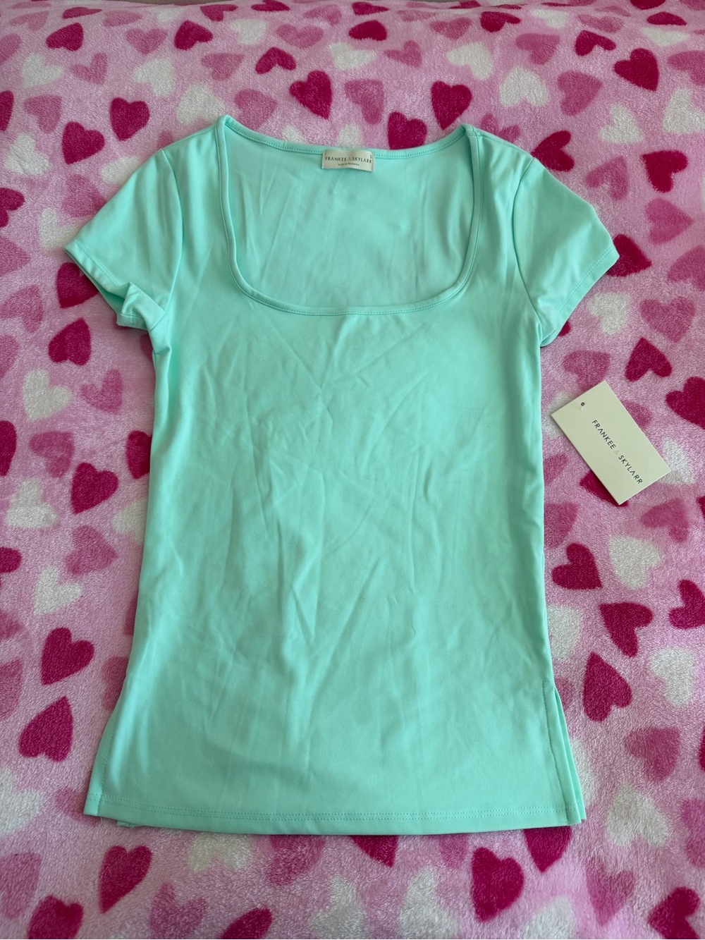 Scoop Neck Tank Top in Aqua Green